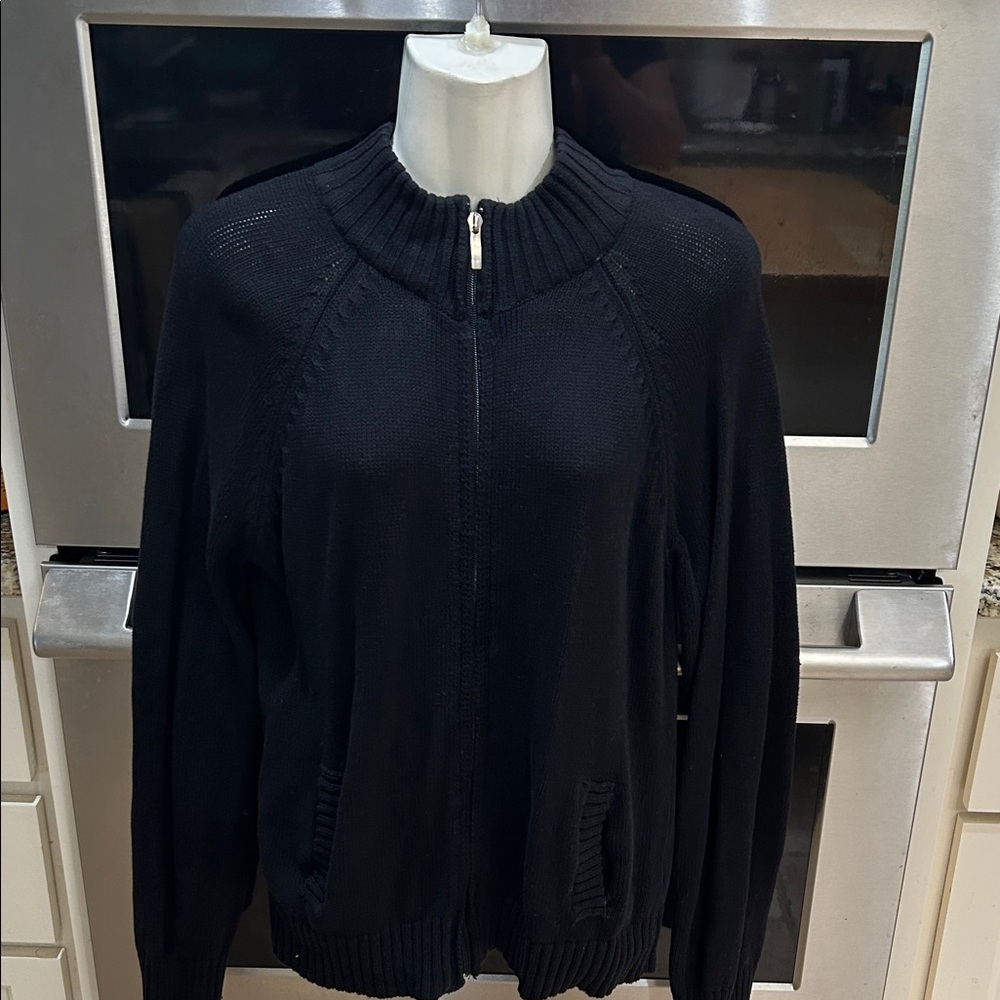 Laura Scott Black Zippered Cardigan